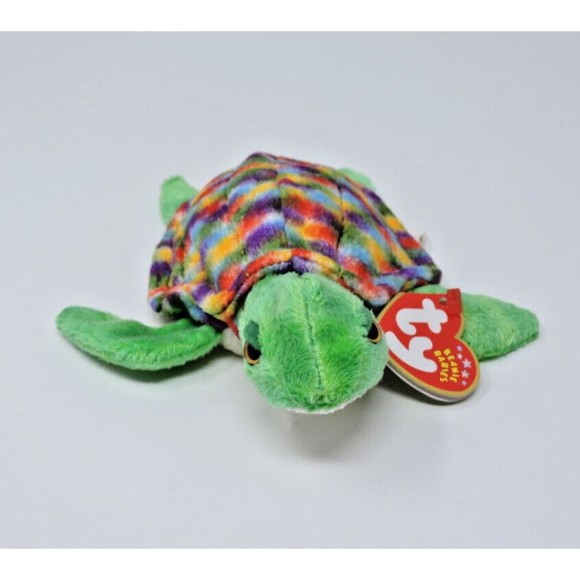 2001 Ty Beanie Babies 6 inch Zoom the Sea Turtle Rainbow Shell Tag Errors - Picture 3 of 11